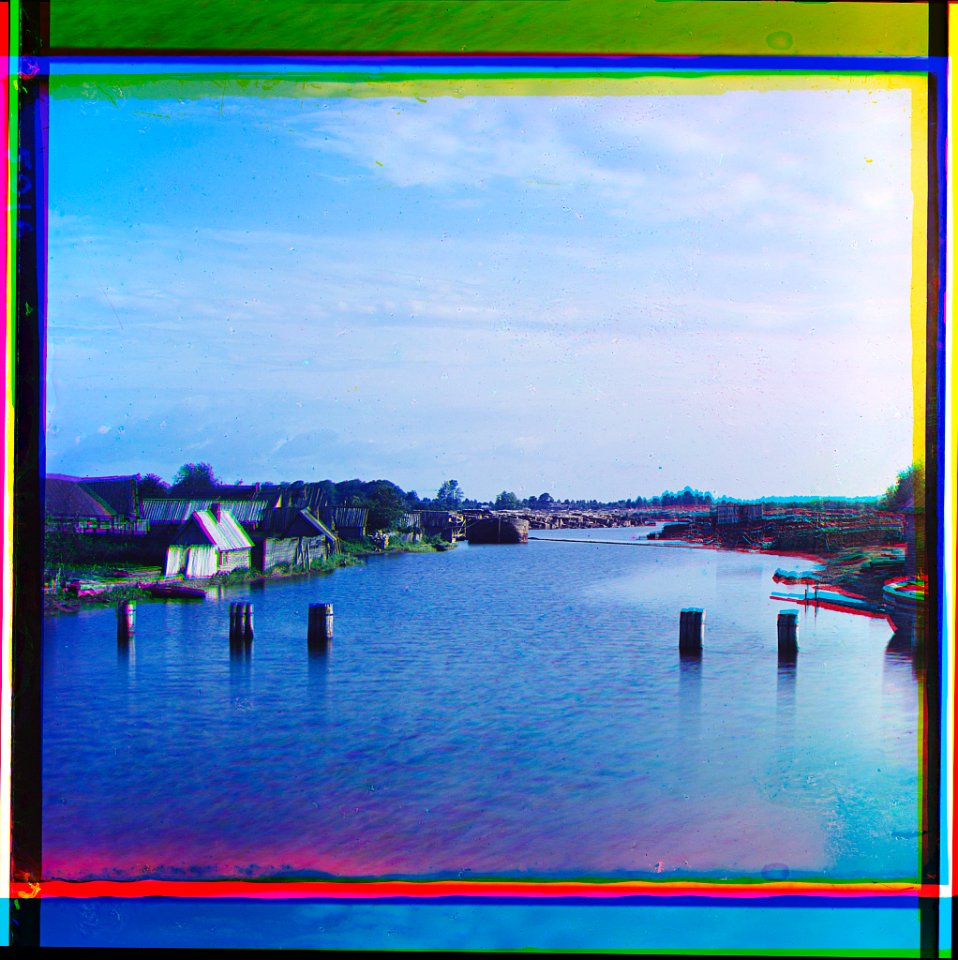 Village of Naziya. Emperor Peter the Great Canal. View of Naziya River from Canal-20800-20892v