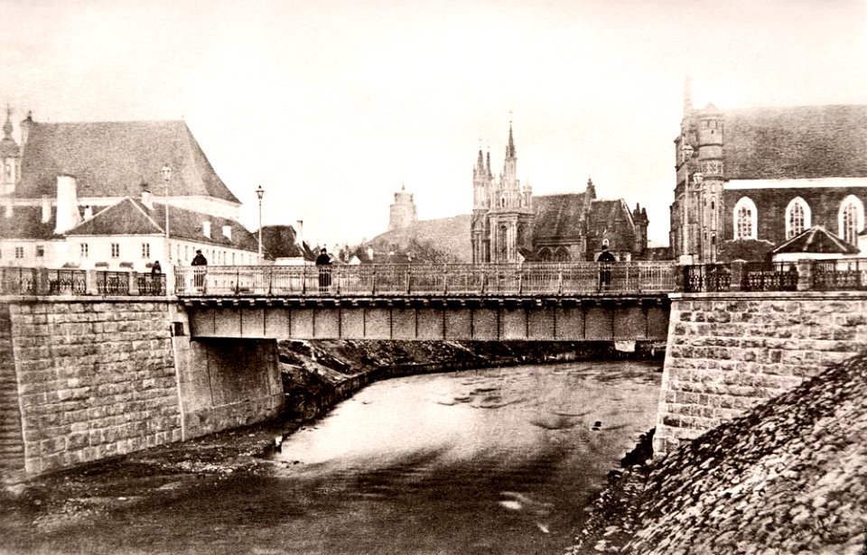 Vilnia, Bernardynski most. Вільня, Бэрнардынскі мост (J. Čachovič, 1880)