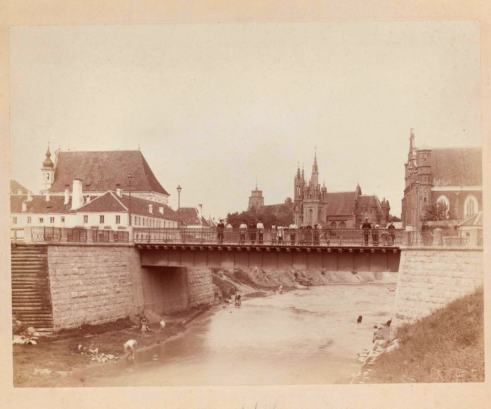 Vilnia, Bernardynski most. Вільня, Бэрнардынскі мост (J. Čachovič, 1870)
