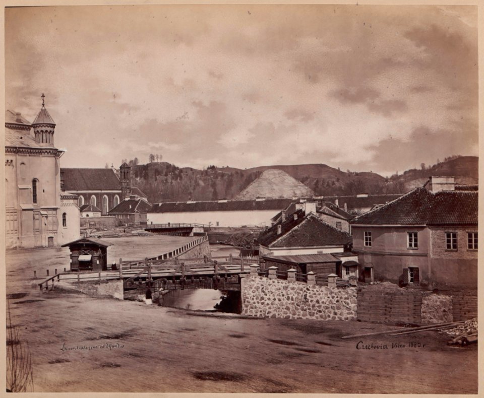 Vilnia, Zaračanski most. Вільня, Зарачанскі мост (J. Čachovič, 1880)