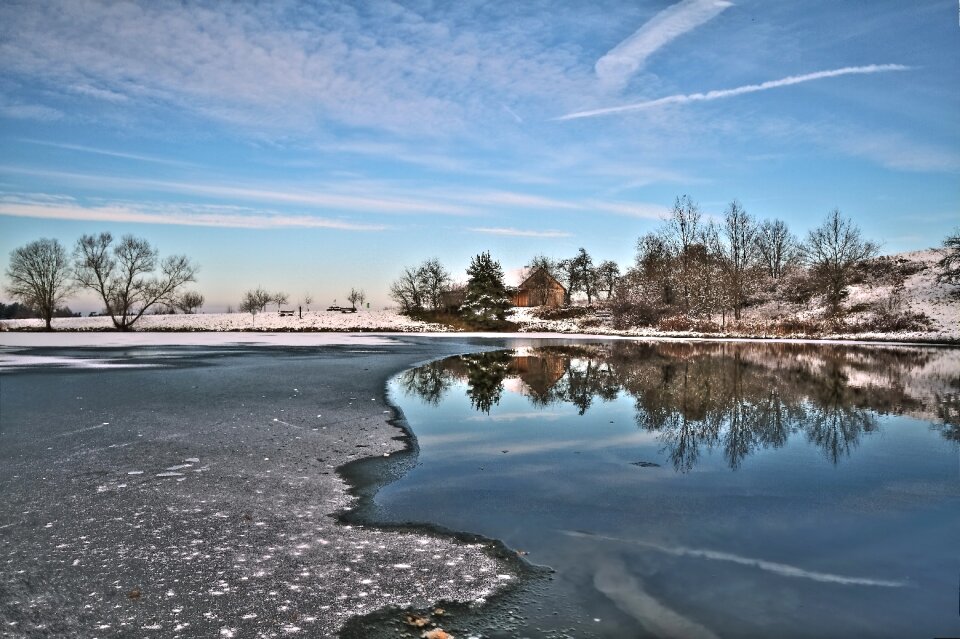 Lake cold mirroring photo