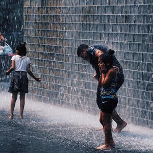 Rainy wet people photo