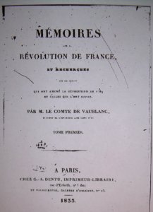 Vincent-Marie de Vaublanc, Mémoires, frontispice