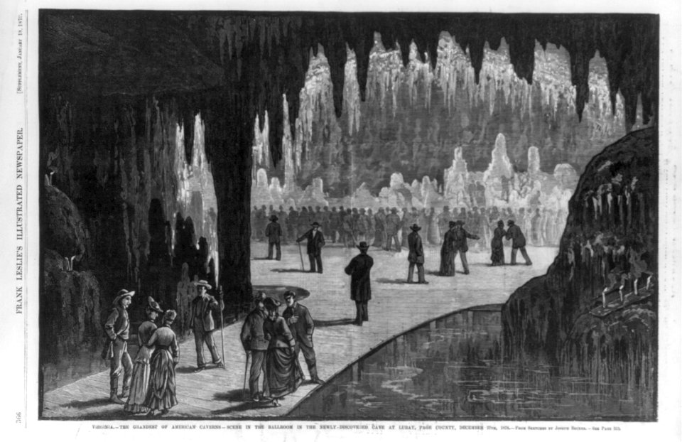 Virginia - grandest of American caverns - scene in the ballroom in the newly-discovered cave at Luray, Page County, December 27th, 1878. LCCN2002706394