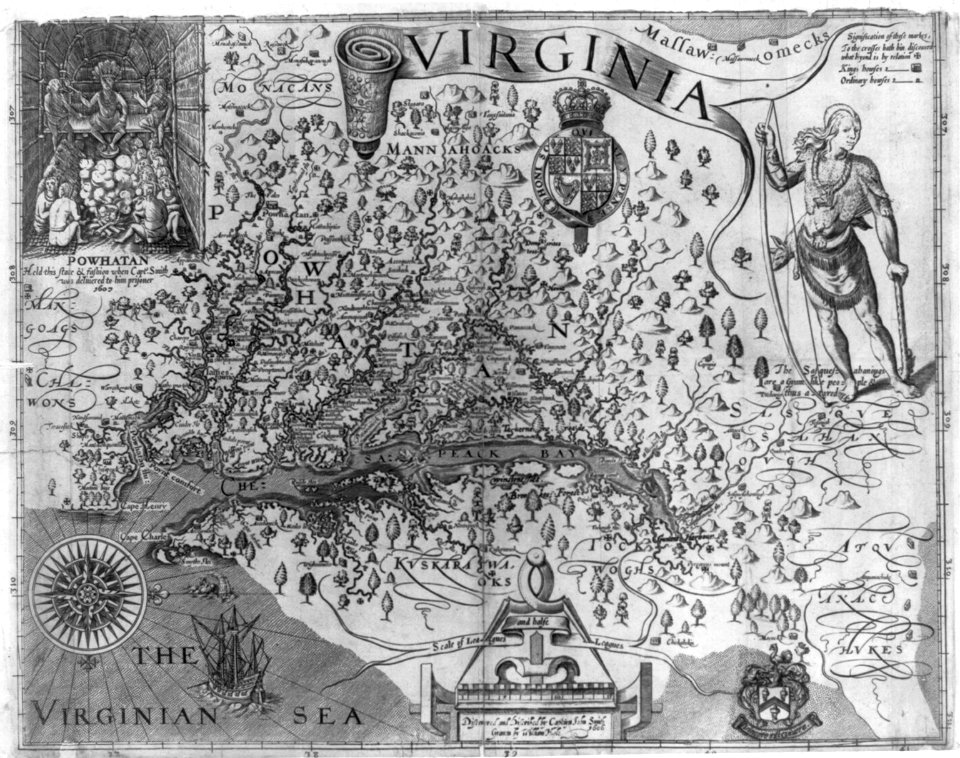 Virginia - discovered and discribed (sic) by Captan (sic) John Smith, 1606; graven by William Hole LCCN2003670836