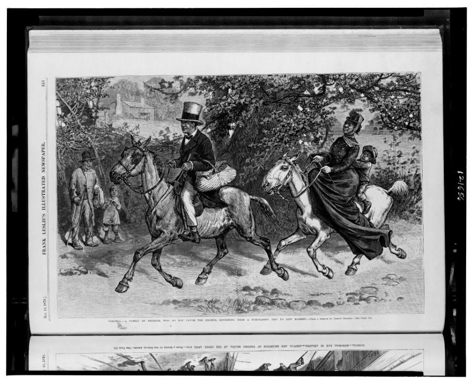 Virginia - a family of Negroes, who do not favor the exodus, returning from a purchasing trip to New Market - from a sketch by Joseph Becker. LCCN98511313