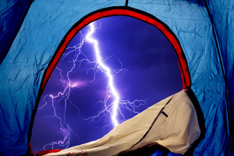 Tent camp flash storm