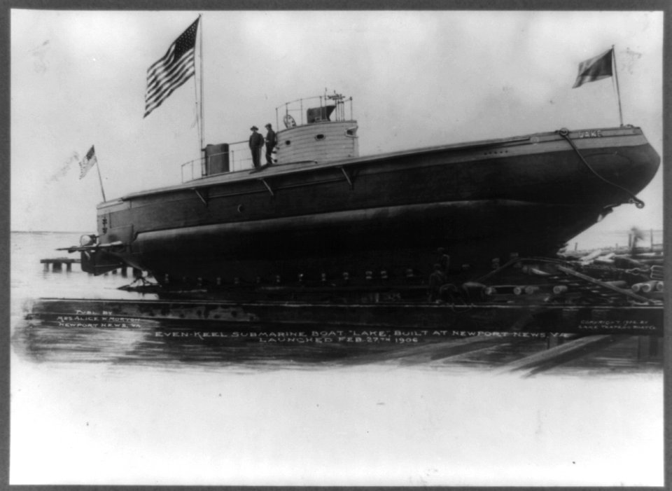 Virginia, Newport News-Even-keel submarine boat Lake launched Feb. 27, 1906 LCCN97505157