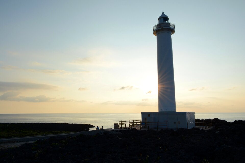 Lighthouse sunset sea