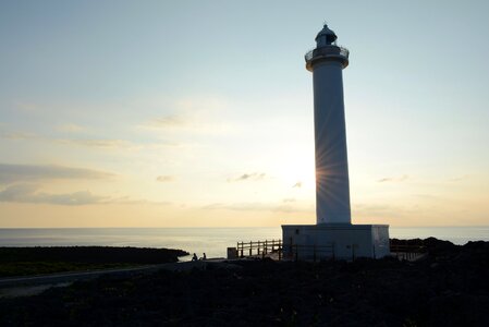 Lighthouse sunset sea