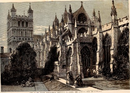 Visit of the British Archaeological Association to Exeter, the Cathedral from the South-East - ILN 1861 photo