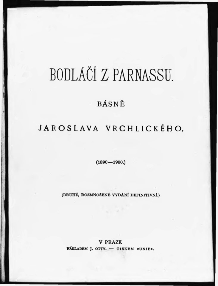 Vrchlický, titulní strana, Bodláčí z Parnasu