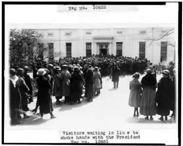 Visitors waiting in line to shake hands with the President LCCN92511570