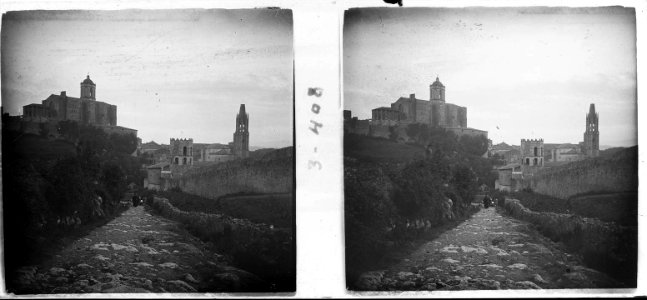 Vista de les esglésies de Sant Pere i Sant Feliu i de la catedral de Girona