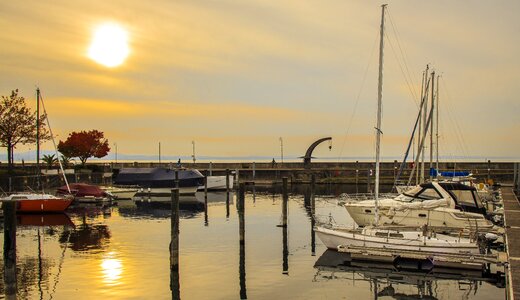 Shipping sunset waters