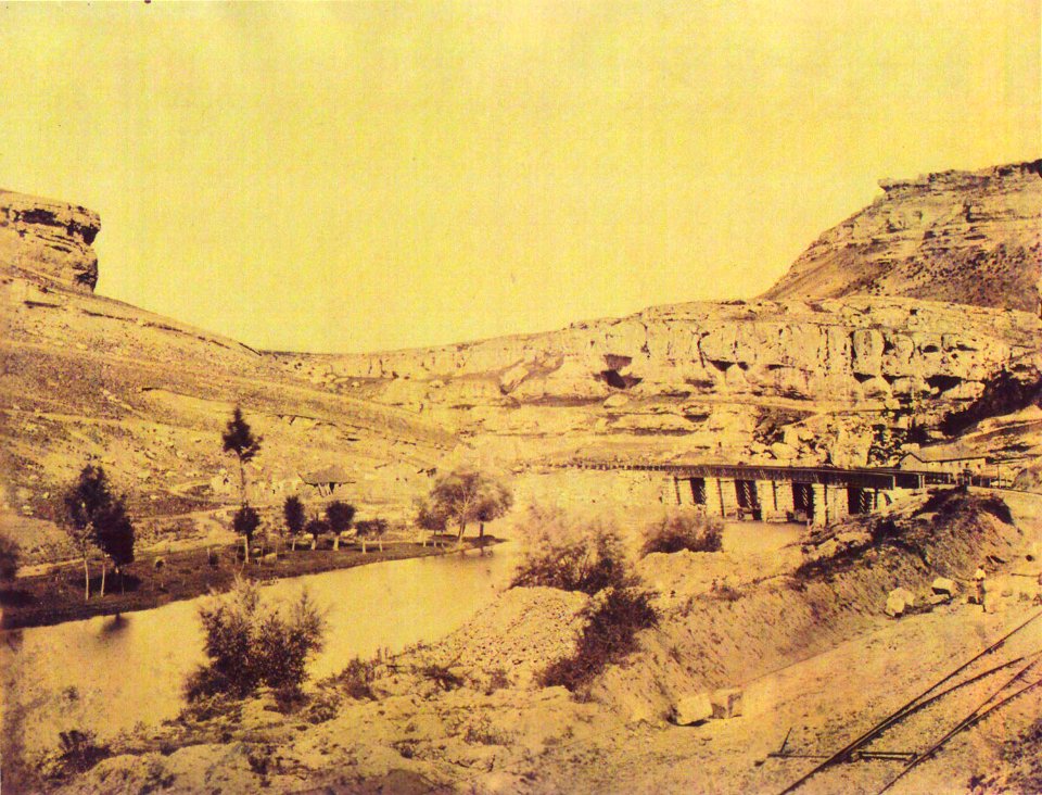 Vista del puente de la Horadada en la zona del Congosto entre 1855 y 1857 - William Atkinson