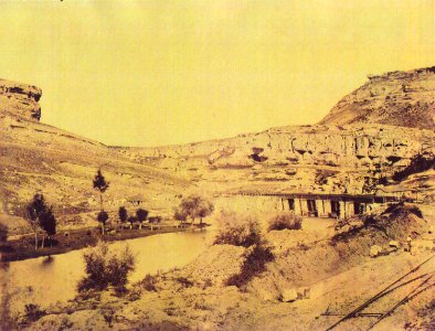 Vista del puente de la Horadada en la zona del Congosto entre 1855 y 1857 - William Atkinson