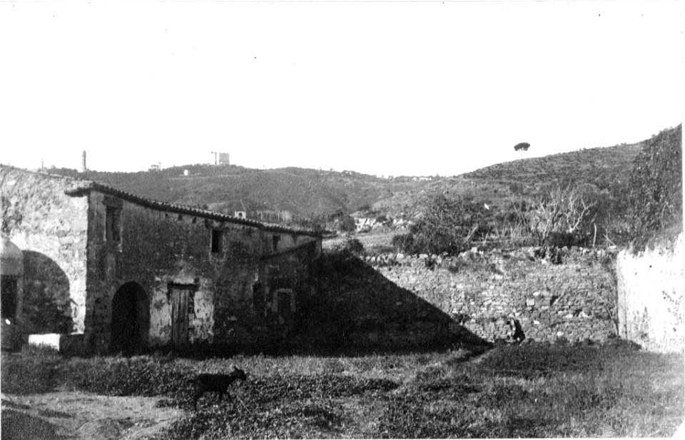 Vista parcial de la Granja Nova o Can Vilà amb una cabra