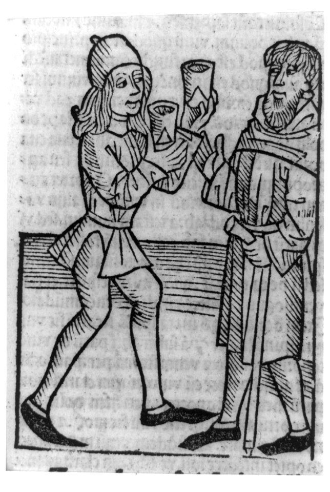 Viticultural scenes - man offering another a cup of wine LCCN2003653390