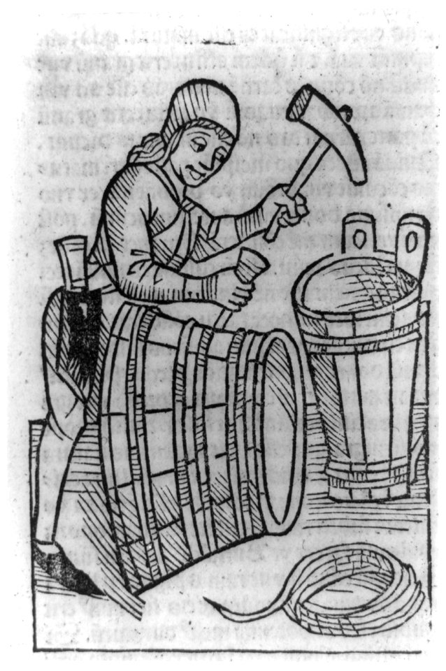 Viticultural scenes - man making wine vats LCCN2003653386