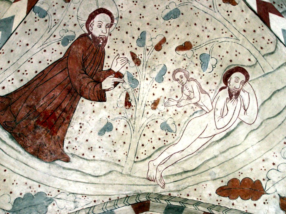 Vittskövle-fresco-Gud skaber Eva