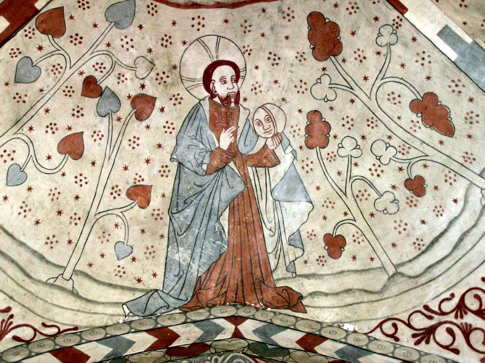 Vittskövle-fresco-Gud skaber sol og måne