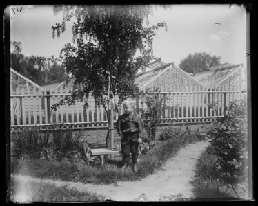 Vivi under the laburnum with Cuban flag, summer 1898 LCCN2015647198
