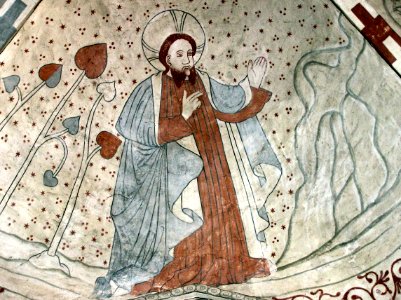 Vittskövle-fresco-Gud skaber planterne