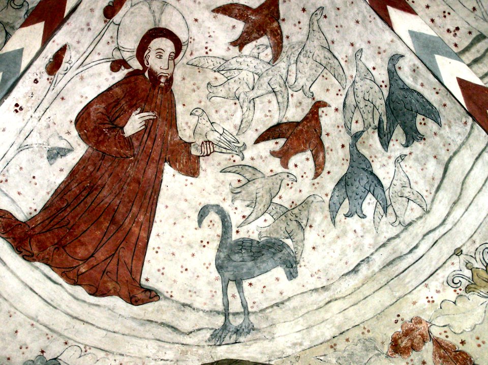 Vittskövle-fresco-Gud skaber fuglene