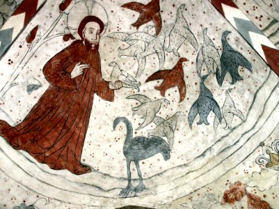 Vittskövle-fresco-Gud skaber fuglene