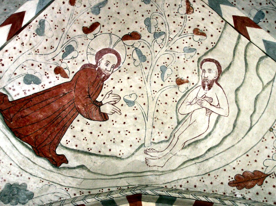 Vittskövle-fresco-Gud skaber Adam