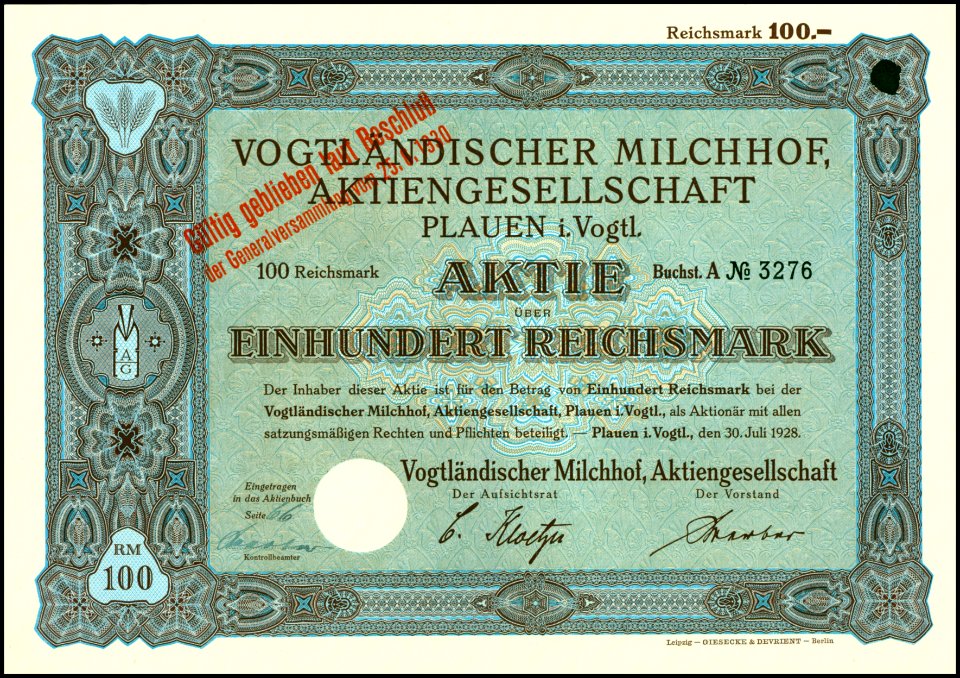 Vogtländischer Milchhof AG 1928