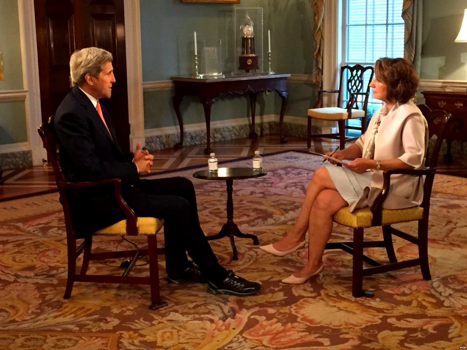 VOA Persian News Network's Setareh Derakhshesh interviews Secretary of State John Kerry at the State Department, July 20 2015
