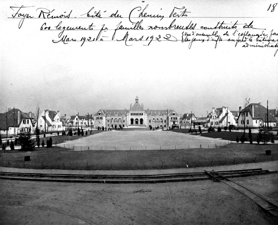Voie Decauville, place du 11 novembre, Quartier Chemin Vert à Reims en mars 1922