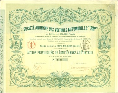 Voitures Automobiles RIP 1907 photo
