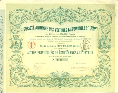 Voitures Automobiles RIP 1907