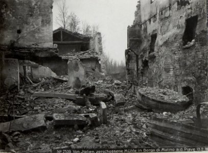 Von Italien.zerschossene Mühle in Borgo di Molino a.d.Piave 13.2.18. (BildID 15615000)