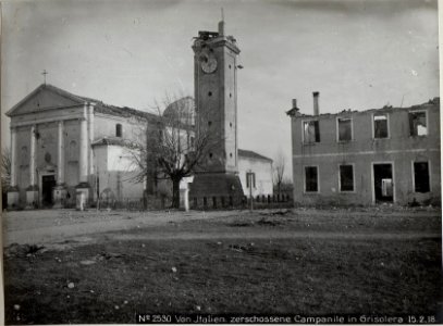 Von Italien.zerschossene Campanile in Grisolera 15.2.18. (BildID 15614944)