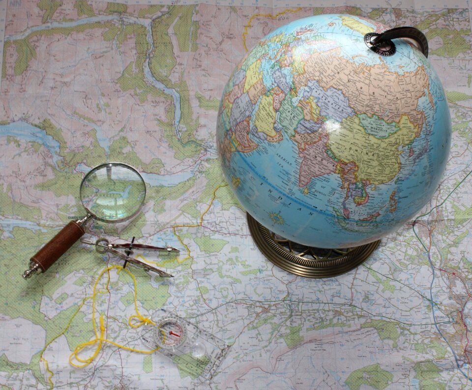 Magnifying glass orienteering hiking
