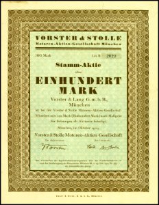 Vorster & Stolle Motoren-AG 1924 100 Mk