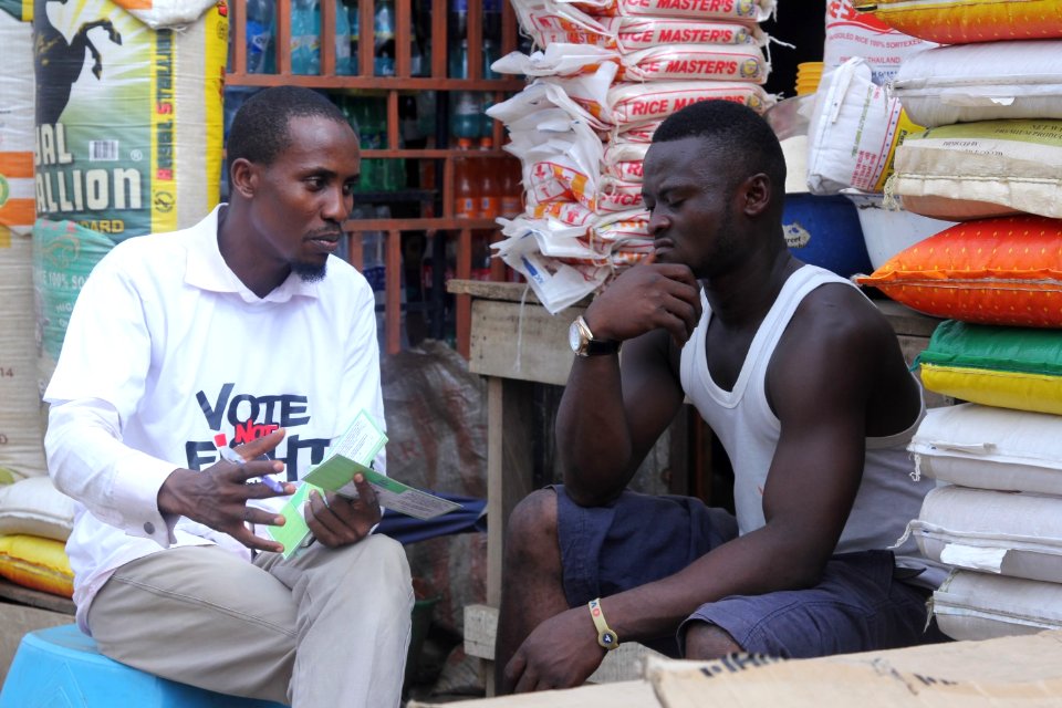 Vote Not Fight Volunteer Talks to Youth (16635353835)