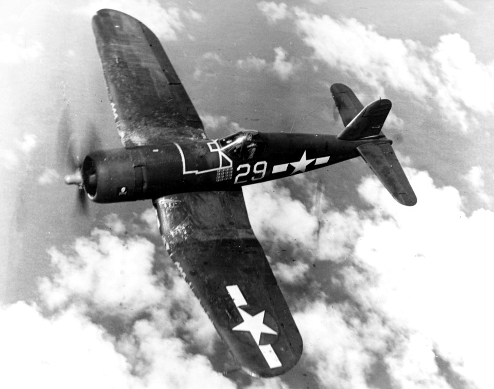 Vought F4U-1A Corsair of VF-17 in flight, circa in March 1944 (80-G-217819)