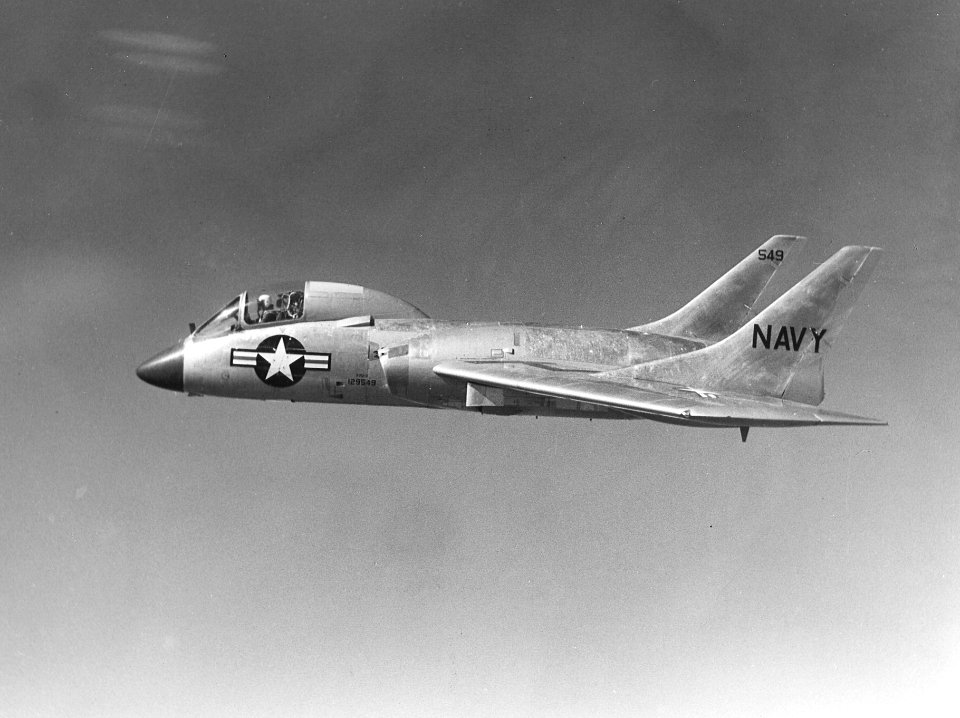 Vought F7U-3 Cutlass in flight c1955