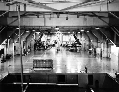 Vought SB2U Vindicators in hangar of USS Long Island (AVG-1), 28 March 1942 (80-G-16967)