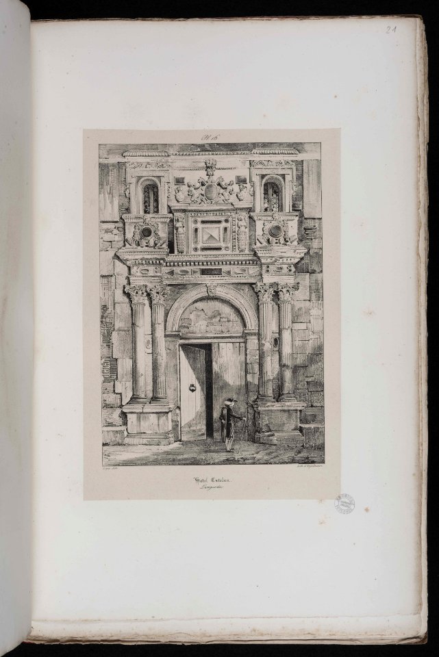Voyages pittoresques et romantiques dans l'ancienne France. Languedoc. Volume 1. Pl. 16. Hôtel Catelan sic Languedoc. - FRAC31555 38Fi10 21