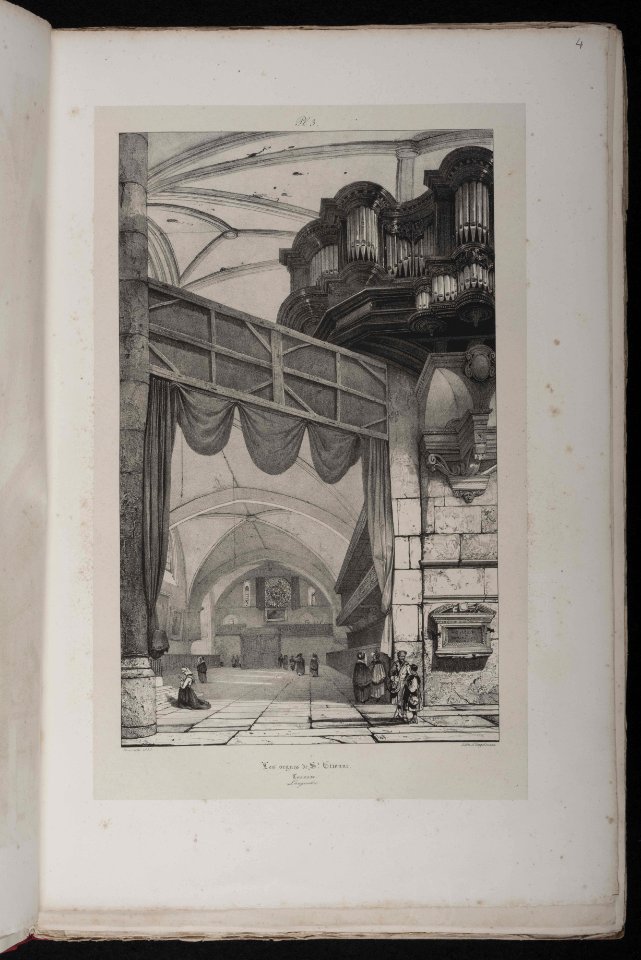 Voyages pittoresques et romantiques dans l'ancienne France. Languedoc. Volume 1. Pl. 3. Les orgues de St Etienne. Toulouse. Languedoc. - FRAC31555 38Fi10 04