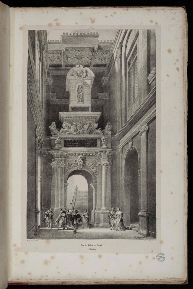 Voyages pittoresques et romantiques dans l'ancienne France. Languedoc. Volume 1. P. 21. Cour du Palais du Capitole. Toulouse. - FRAC31555 38Fi10 33
