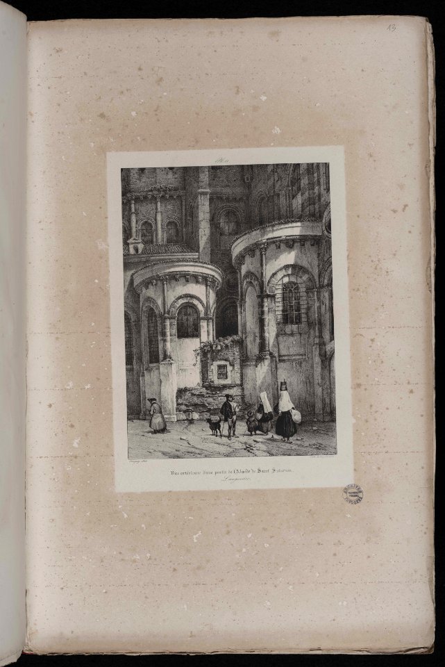 Voyages pittoresques et romantiques dans l'ancienne France. Languedoc. Volume 1. Pl. 11. Vue extérieure d'une partie de l'abside de Saint Saturnin. Languedoc. - FRAC31555 38Fi10 13