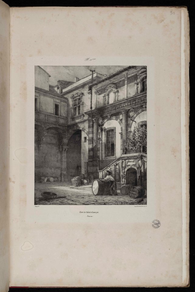 Voyages pittoresques et romantiques dans l'ancienne France. Languedoc. Volume 1. Pl. 19. quart. Cour de l'Hôtel d'Assezat. (Toulouse). - FRAC31555 38Fi10 30