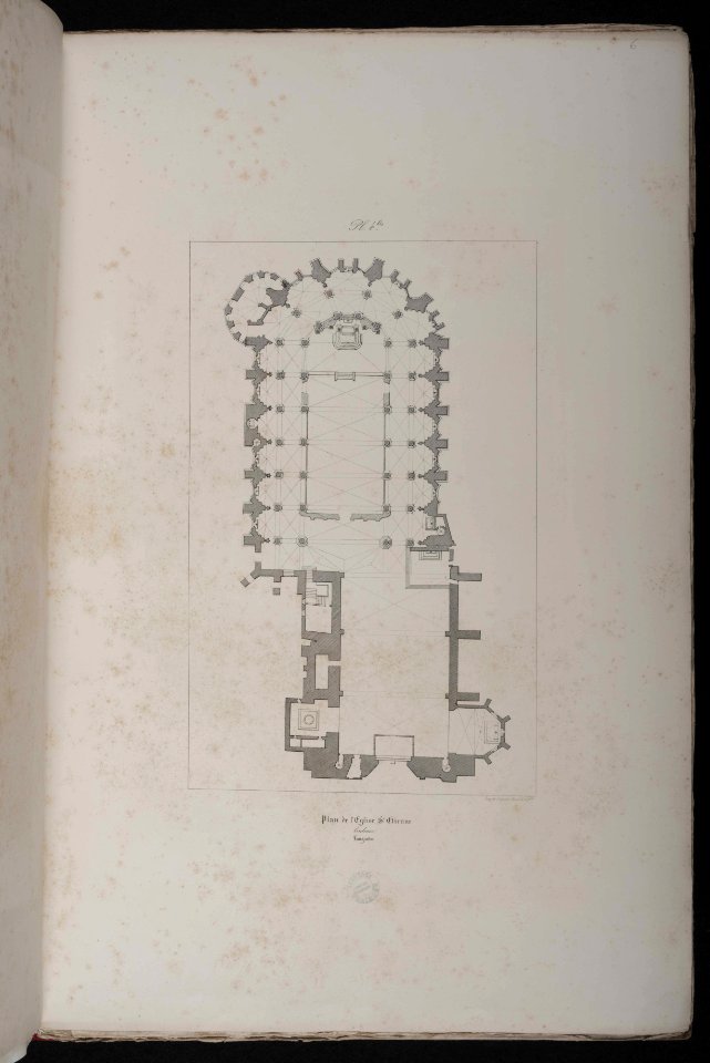 Voyages pittoresques et romantiques dans l'ancienne France. Languedoc. Volume 1. Pl. 4bis. Plan de l'Eglise St. Etienne. Toulouse. Languedoc. - FRAC31555 38Fi10 06